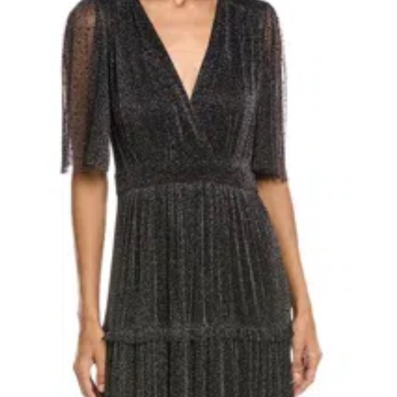 ba&sh Dresses & Skirts - ba&sh Black Metallic Mesh V-Neck Dress